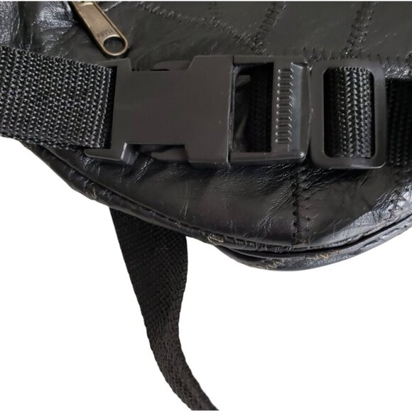 Vintage 90s Y2K Patchwork Fanny Pack Belt Bag with Multi-Zip Compartments & Adju - Picture 9 of 9